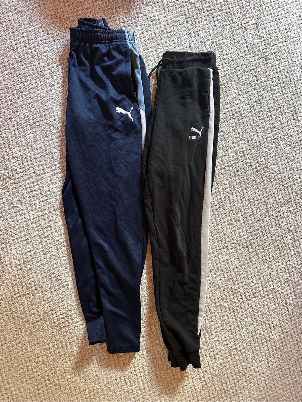Puma Kids Navy and Black Jogger Pants with Side Stripe